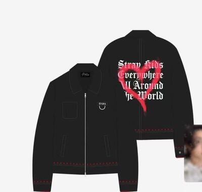straykids队长方灿设计牛仔外套同款洗水刺绣双拉链高品质外套