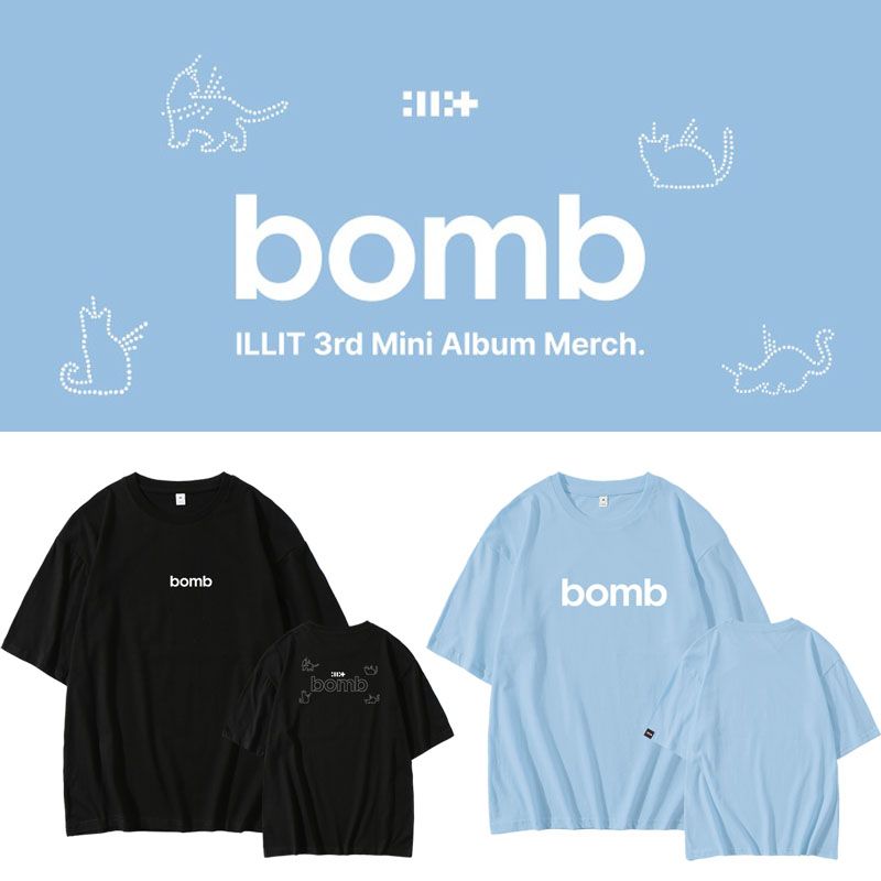 ILLIT专辑bomb周边境萌花李沅禧同款圆领短袖T恤宽松印花纯棉衣服