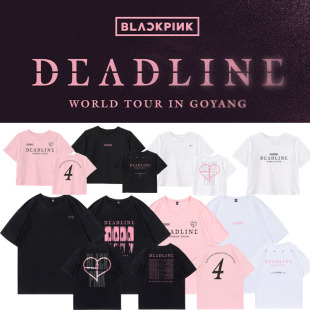 金智秀珍妮朴彩英LISA演唱会DEADLINE同款 T恤印花纯棉衣服 短袖