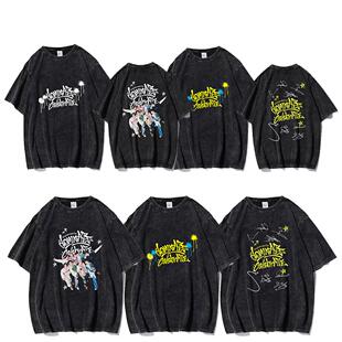 straykids海报创意字母设计水洗T恤2025新款domin ATE宽松短袖skz