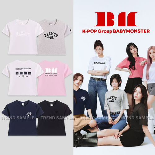 BABYMONSTER周边同款短袖T恤女新款时尚性感短款修身打底衫上衣服