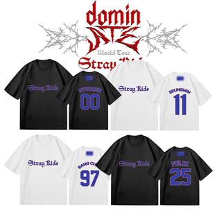 straykids收藏款休闲logo数字印花应援短袖打歌服圆领上衣skz跨境