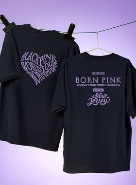 blink粉墨专辑born pink应援服T恤 紫色文字爱心文艺学生短袖女夏