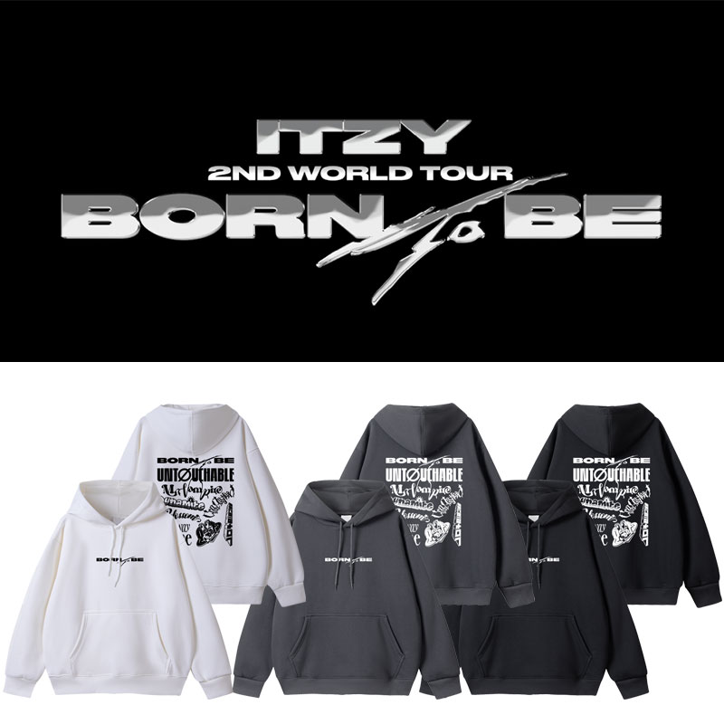 ITZY2024BornToBe世巡演唱会周边同款卫衣打歌服加绒薄套头连帽衫