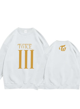 twice the world tour专辑同款圆领卫衣 长袖加绒外套 保暖银狐绒