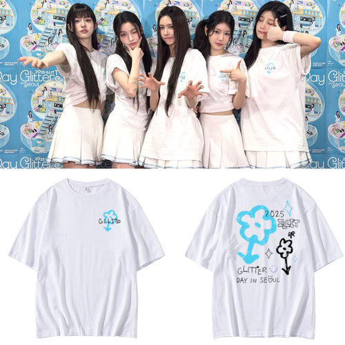 ILLIT2025演唱会GLITTER DAY同款短袖T恤宽松印花纯棉衣服夏装