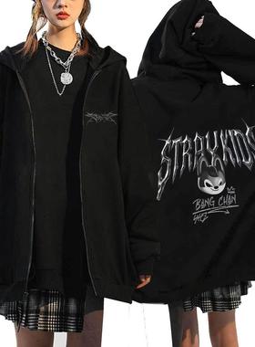 亚马逊 Stray Kids Dominate周边原宿印花卫衣连帽宽松拉链卫衣批