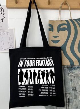 ATEEZ专辑2025 NORTH AMERICA TOUR世界巡演帆布 拉链复古手提包