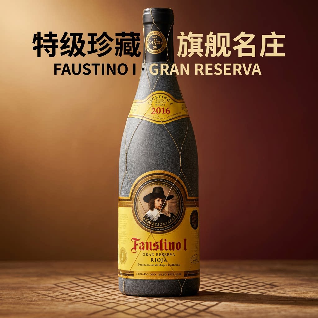 西班牙干红葡萄酒Faustino菲斯特一世里奥哈特级珍藏丹魄红酒团购