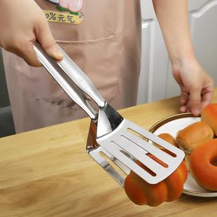 食品级304不锈钢三线煎鱼铲加厚牛排铲夹子厨房煎铲夹 升级款