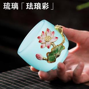 高档家用办公送礼 鼎器 琉璃茶杯 喝水杯子主人 珐琅彩金银饰品