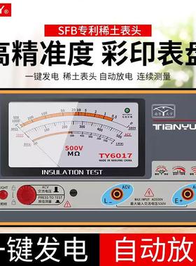 天宇TY6017型指针绝缘电阻测试仪便携式500V摇表兆欧表漏电检测