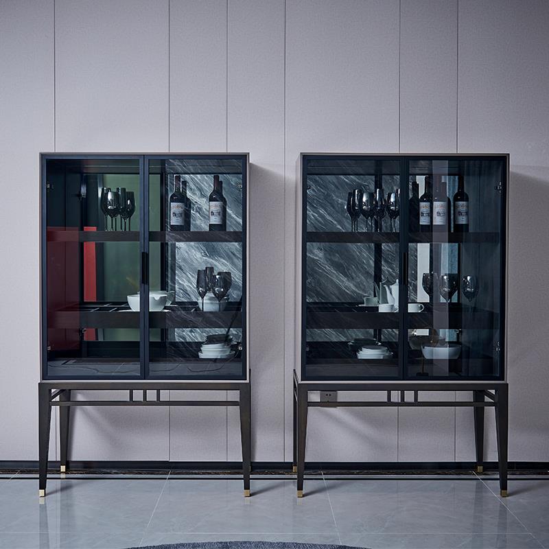 意式极简玻璃酒柜设计师高档靠墙展示柜现代简约轻奢家用餐厅边柜