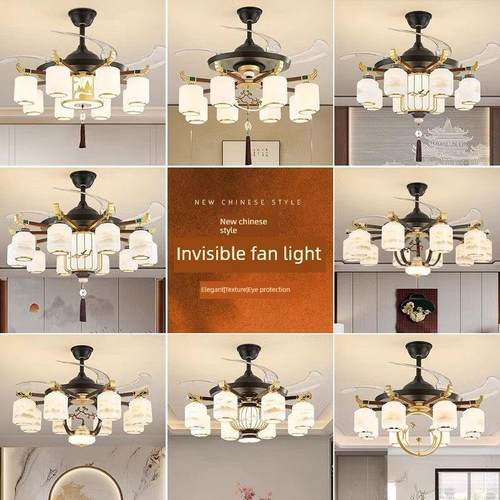 新中式高端大气客厅吊灯与风扇餐厅卧室隐形吊扇灯中式禅宗之家