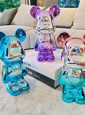 爱心熊摆件网红公仔轻奢高档客厅酒柜电视柜装饰品乔迁新家居礼品