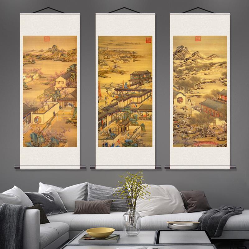 干隆国画名家字画十二月令装饰国画名家清朝挂画丝绸画礼品套装画