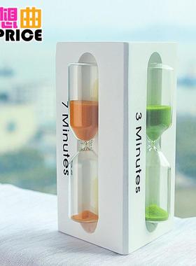 沙漏计时器儿童刷牙3/5/7分钟时间创意防摔流沙瓶摆件家居小饰品