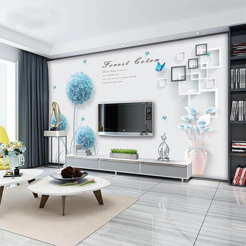 3d立体蒲公英电视背景墙装饰壁画墙纸现代简约客厅沙发墙壁纸墙布