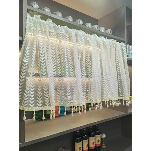 梦幻白色小麦穗纱帘门帘遮挡帘防尘帘橱柜书柜衣柜隔断帘装饰帘