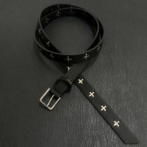 SoulMates暗黑风金属手工十字皮带朋克系复古vintage高街男女腰带