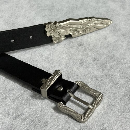 Soul Mates原创cleanfit小众西部金属雕花腰带牛仔裤黑色断剑皮带