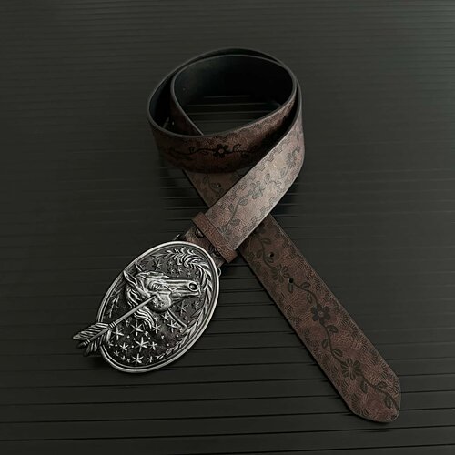 Soul Mates复古棕调穿箭马头棕色花纹腰带美式穿搭装饰小众高级感