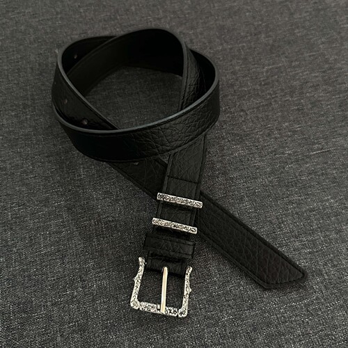 SoulMates意大利褶皱鳄鱼纹皮带质感做旧金属扣头vintage男女腰带