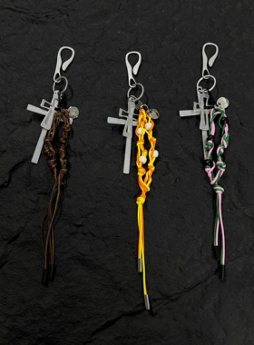 Soul Mates原创设计金属双十字架编织绳腰间配饰cleanfit裤子挂件