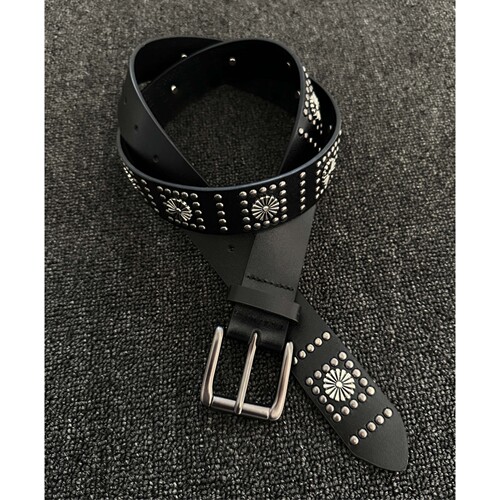 SoulMates暗黑风进口金属太阳花铆钉腰带中古vintage重工朋克皮带