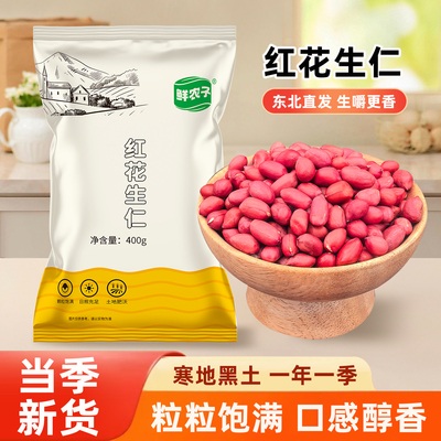 东北红皮花生2025年农家新货不带壳生熟新鲜自种晒干四粒红花生米