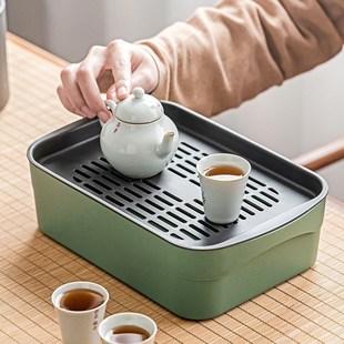 茶盘家用小型便携旅行干泡盘时尚 嵌入式 简约沥水茶台盘茶杯托盘