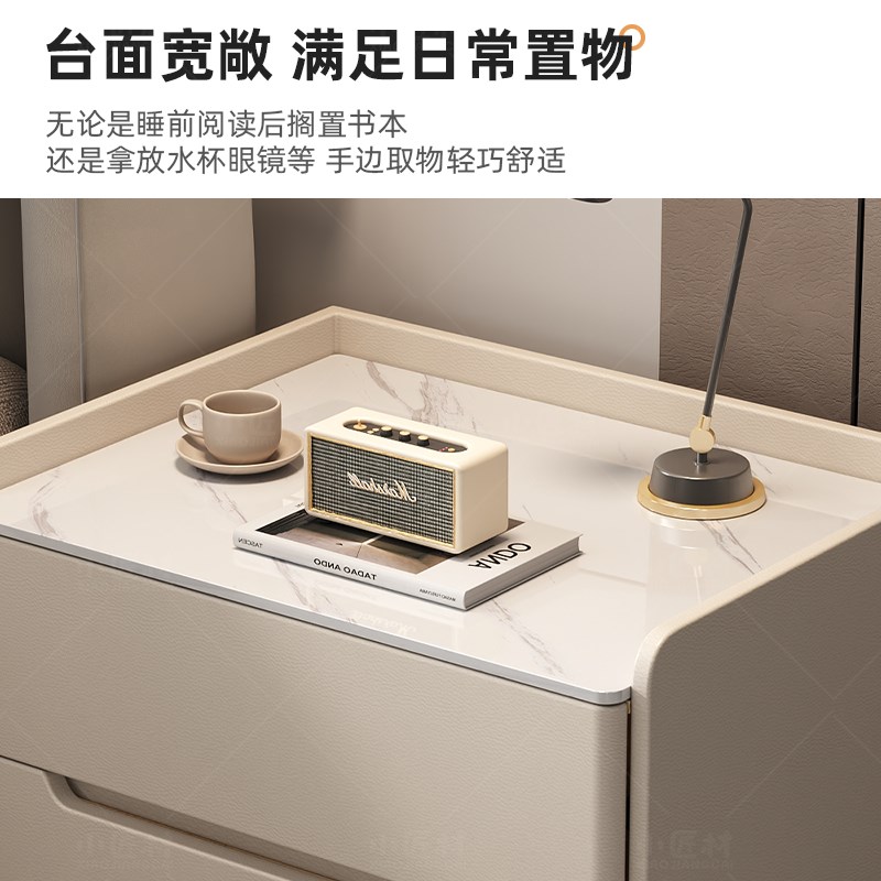 实木床头柜简约现代2024新款轻奢高级感家用卧室储物收纳床边柜子