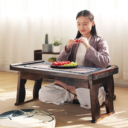 实木阳台飘窗小茶几可折叠家用榻榻米床上坐地矮R桌子中式茶桌炕