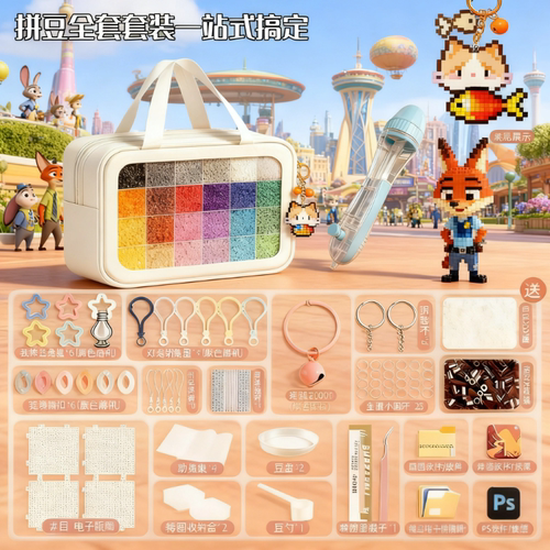 拼豆豆材料包全套手工diy收纳包