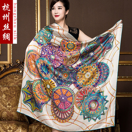 100%桑蚕丝真丝大方巾女时尚百搭