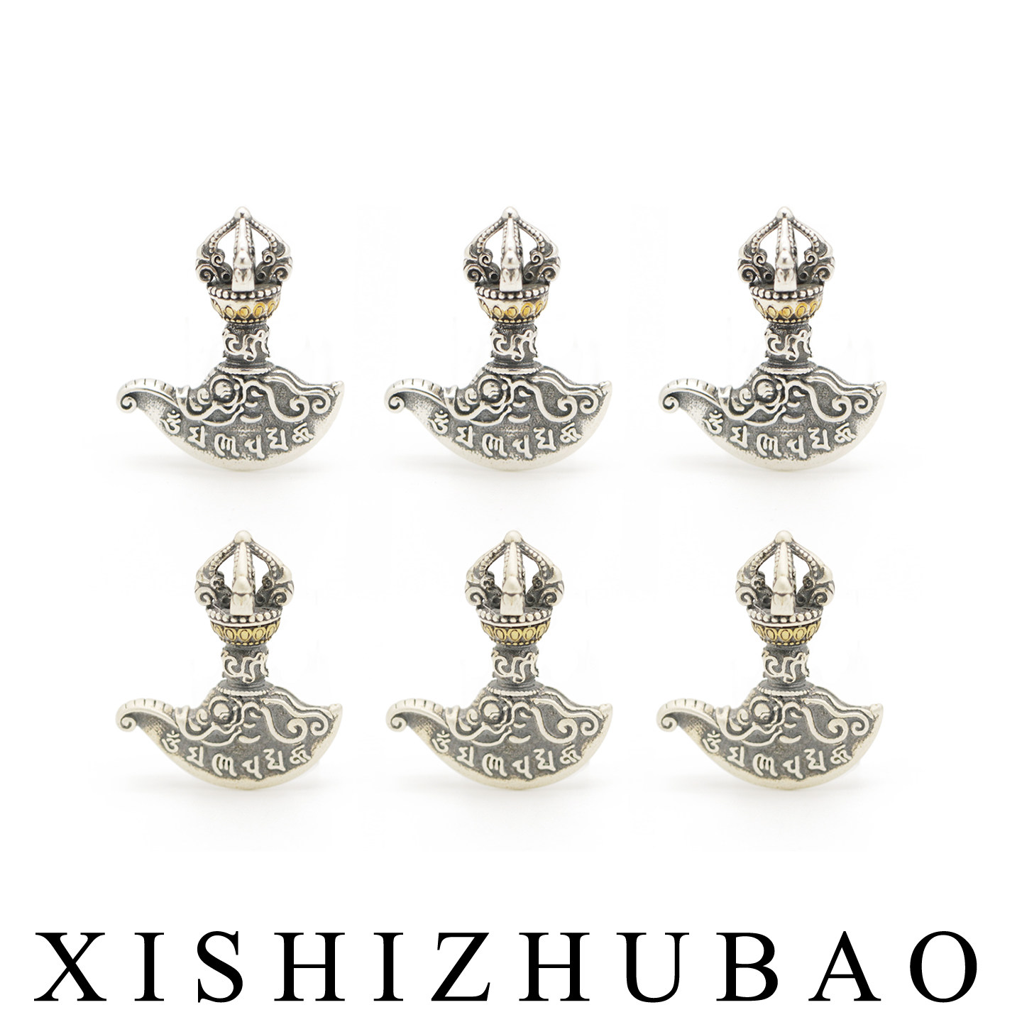 羲室S925纯银隔珠 嵌铜做旧莲花纹六字真言金刚钺文玩DIY手串配件,饰品/流行首饰/时尚饰品新,银饰配件,淘宝优惠券,粉丝福利购,淘宝优惠卷