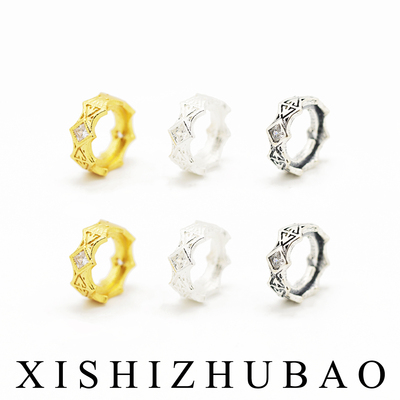 S925纯银锆石箭头花纹圆环
