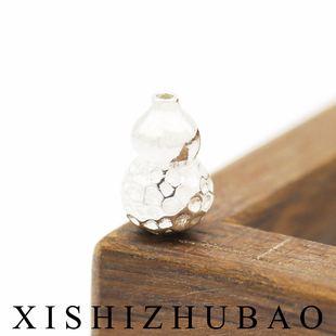 羲室S925纯银隔珠 素银敲面陨石坑葫芦直孔福禄珠DIY手链串珠配件