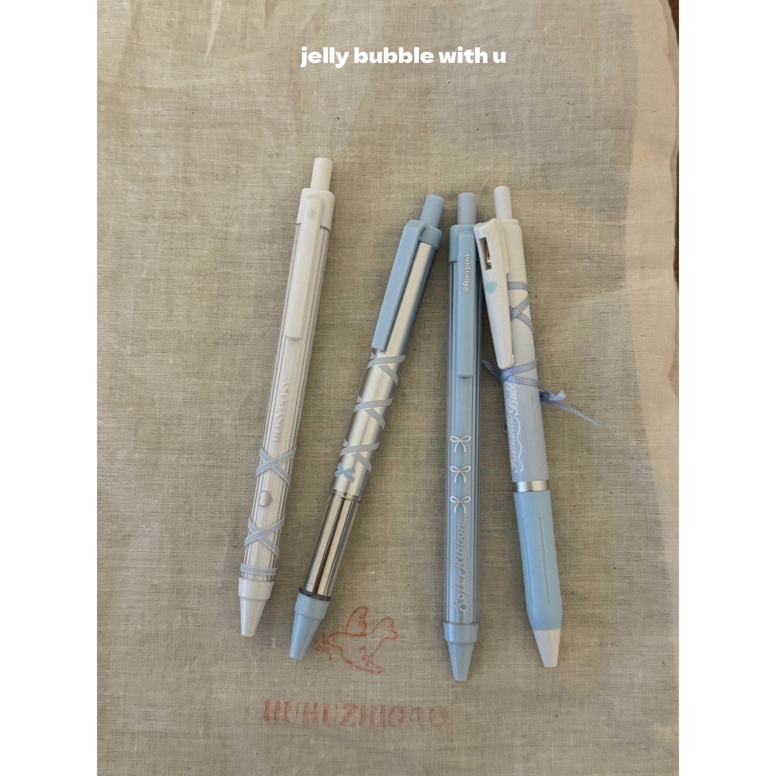 一套4支入~芭蕾风少女绑带丝带按动0.5黑色中性笔刷题笔顺畅好写