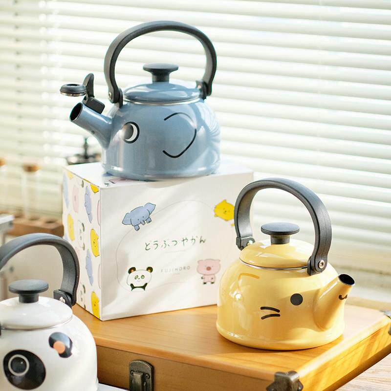 新款日本进口卡通搪瓷珐琅老式鸣笛不锈钢烧水壶燃气家用大煮茶壶