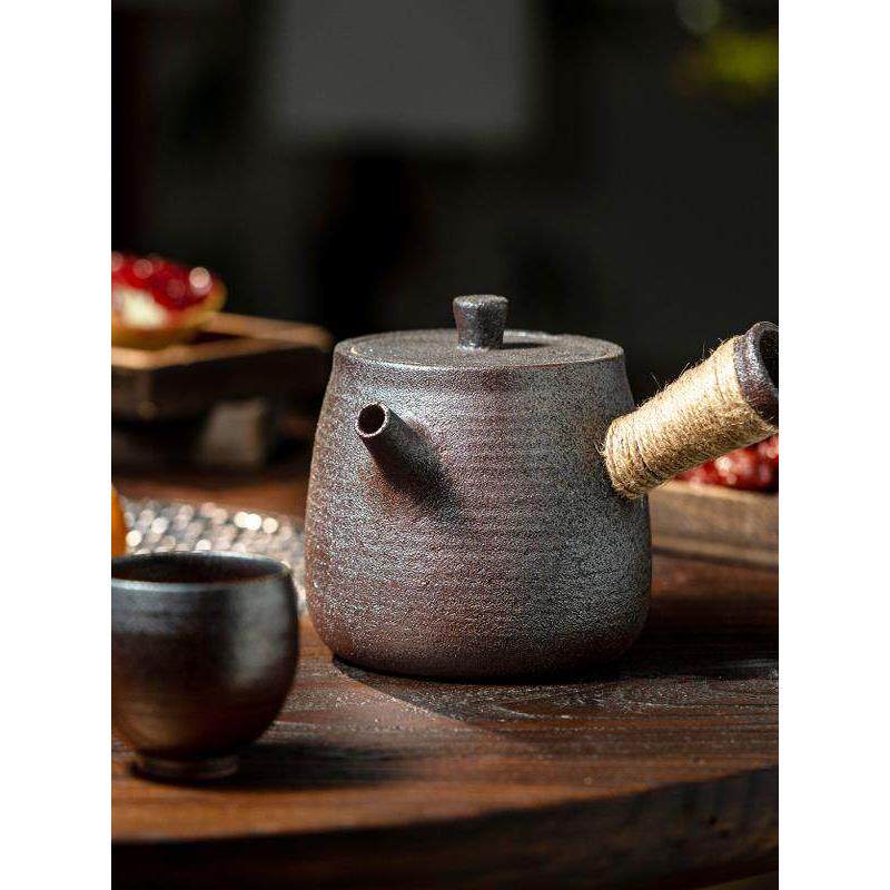 柴烧大号侧把煮水壶家用养身煮茶壶景德镇原矿陶泥煮茶器电陶明火