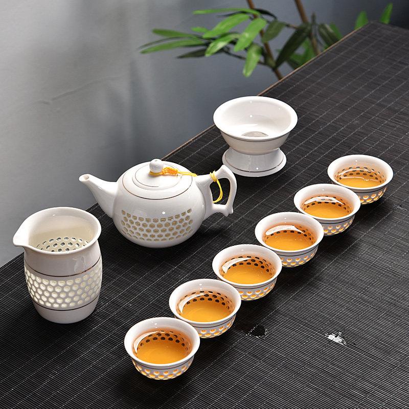 家用茶具套装日式时尚功夫茶具青瓷茶壶盖碗品茗杯茶海茶漏特价
