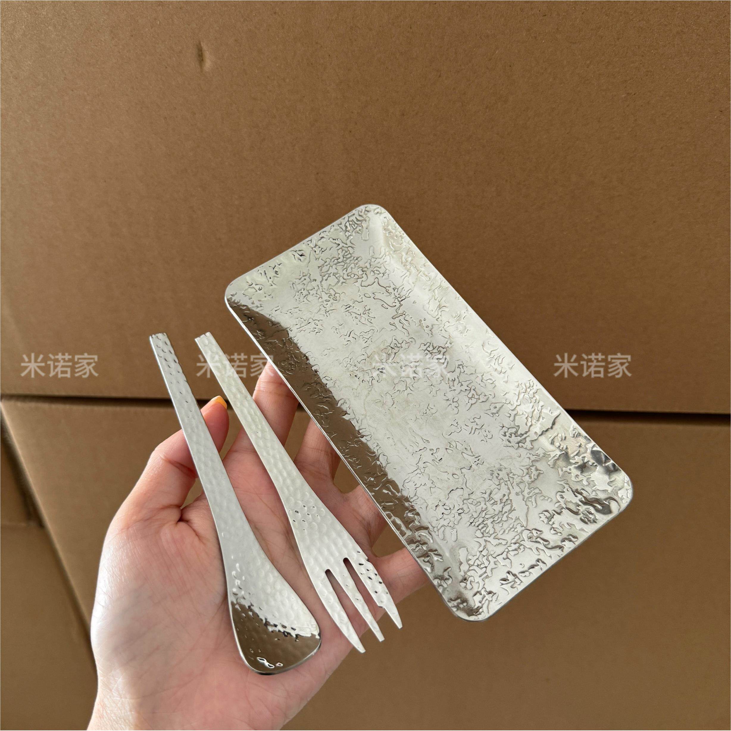 米诺家出口欧美18-10纯手工甜品蛋糕盘 沙拉盘水果盘点心毛巾盘碟