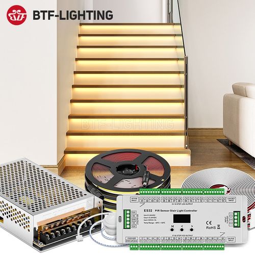 LED感应楼梯灯踏步智能楼梯台阶COB灯带led追光跑马流水梯步灯装