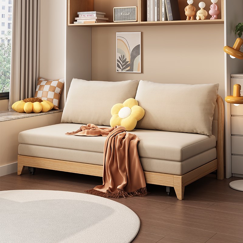 现代实木沙发床书房两用可折叠小户型伸缩床2003新款懒人沙发
