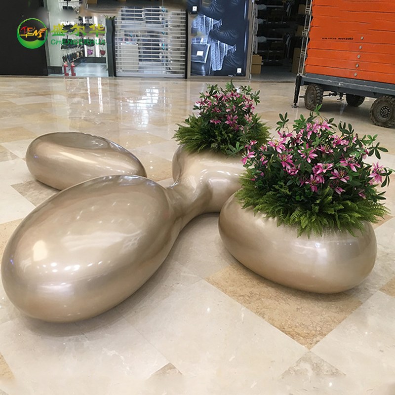 商场玻璃钢休闲座椅创意电影院购物中心广场公共休息花盆座椅