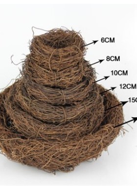 草编鸟窝仿真鸟巢藤编仿真羽毛小鸟手工艺品鸟蛋装饰道具动物模型