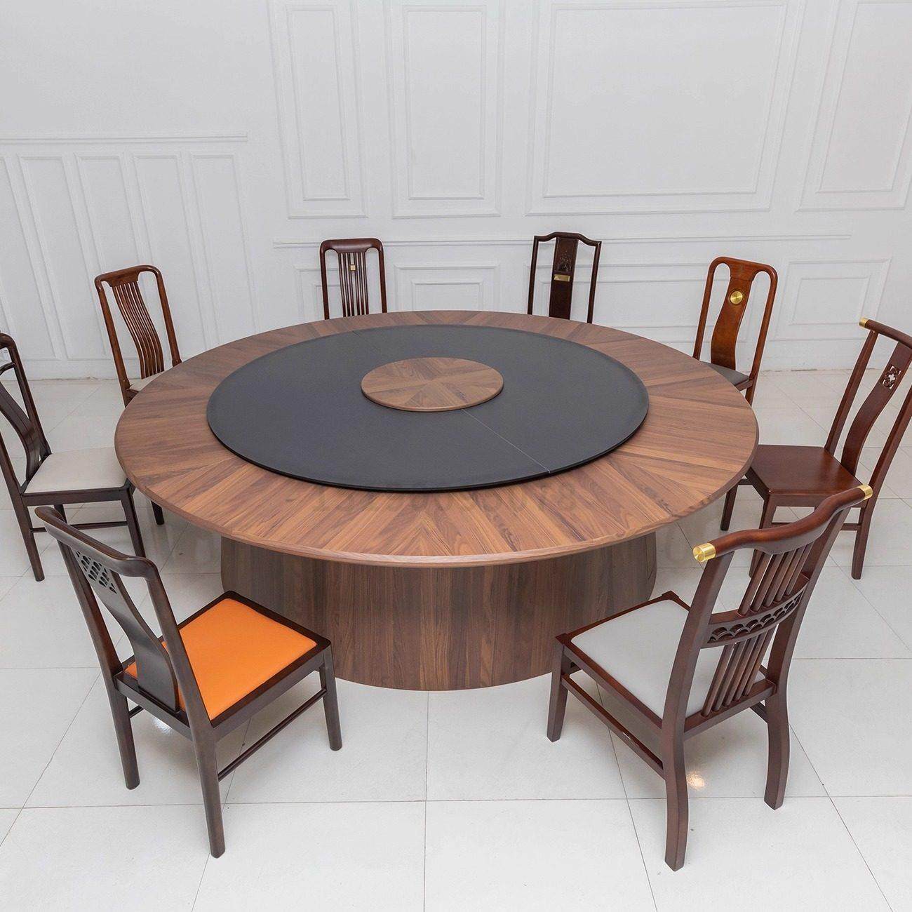 酒店电动餐桌大圆桌15人20人饭店包厢大圆桌岩板转盘电磁炉火锅桌,住宅家具,岩板餐桌,淘宝优惠券,粉丝福利购,淘宝优惠卷