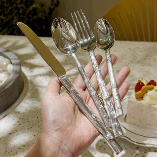游轮定制款 牛排刀叉勺四件套家用 不锈钢西餐餐具套装 刀叉高级感