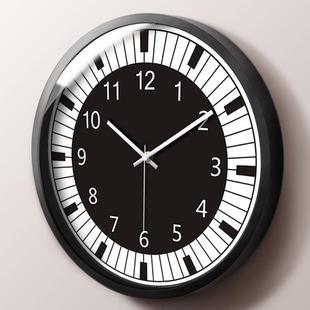 钢琴大型挂钟舞蹈教室挂钟家居时尚黑白艺术客厅石英钟音乐迷挂钟